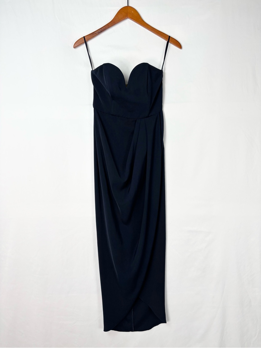 Shona Joy U Core Bustier Draped Dress Navy Blue Size 4 Strapless